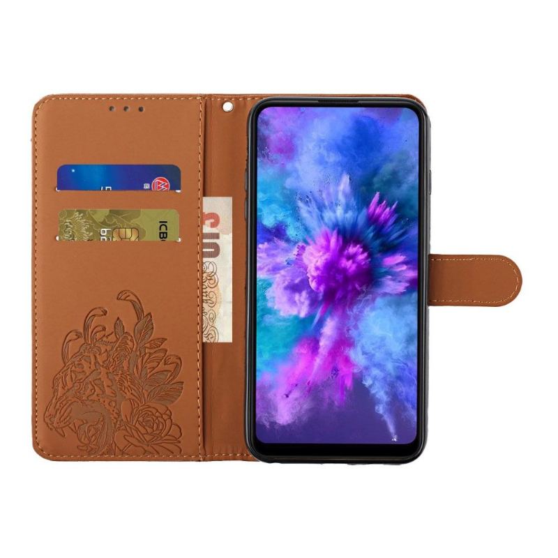 Läderfodral För Samsung Galaxy S10 Plus Tiger Design + Rem