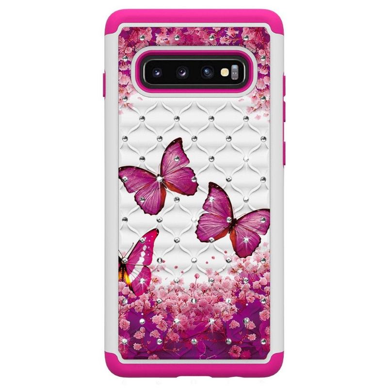 Skal För Samsung Galaxy S10 Plus Bedrijf Lyxiga Rosa Fjärilar