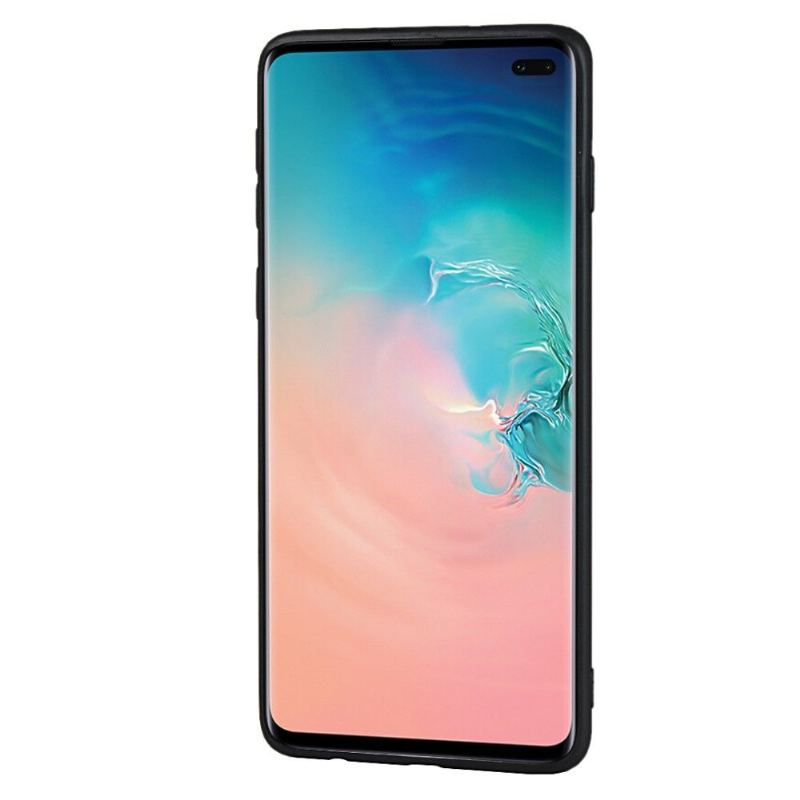 Skal För Samsung Galaxy S10 Plus Hemming Lädereffektkorthållare