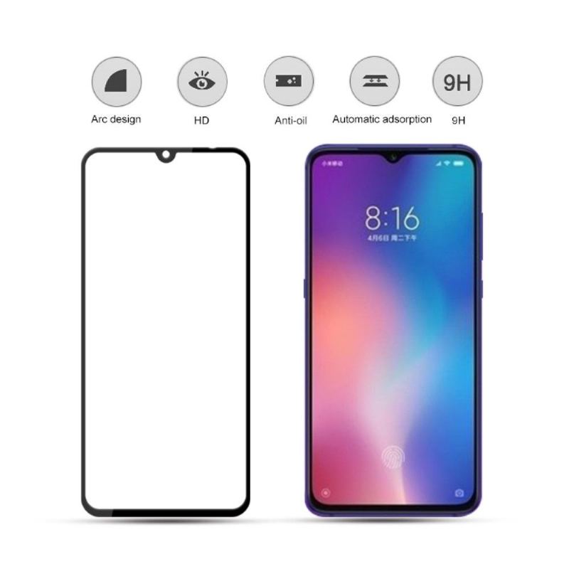 Xiaomi Mi 9 - Skärmskydd I Härdat Glas I Full Storlek - Svart