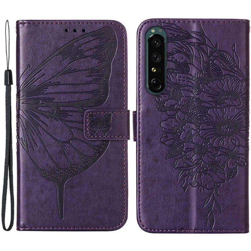 Fodral För Sony Xperia 1 IV Korthållare För Fjärilsblomma