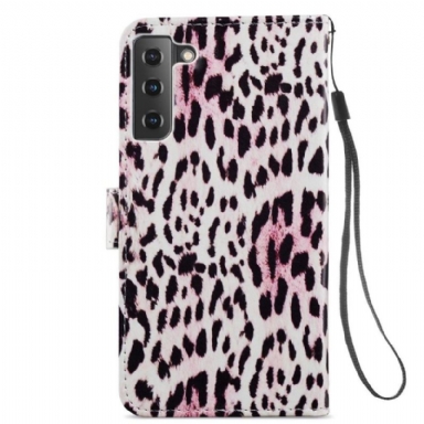 Folio-fodral För Samsung Galaxy S21 FE Fallskydd Leopardmönster