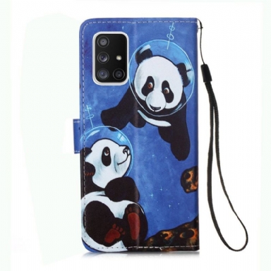 Folio-fodral För Samsung Galaxy A51 5G Panda Astronaut