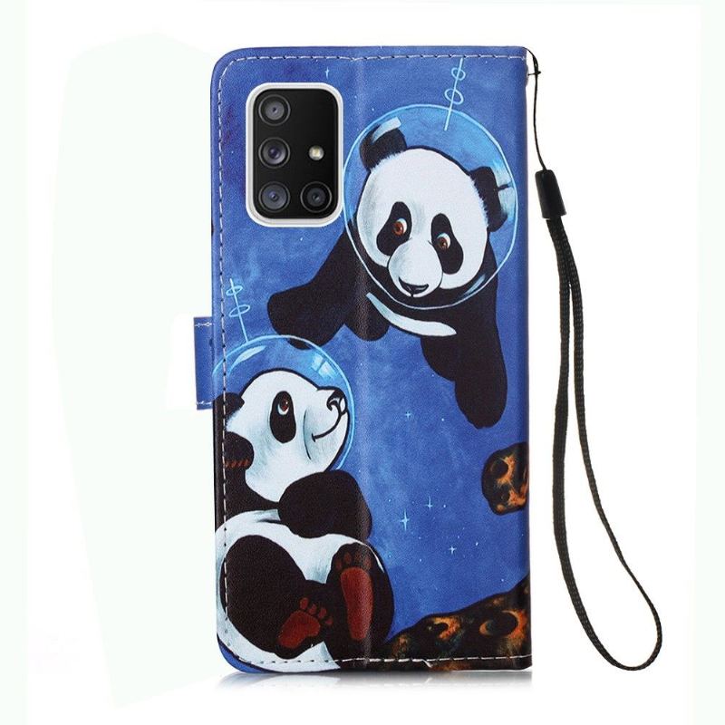 Folio-fodral För Samsung Galaxy A51 5G Panda Astronaut