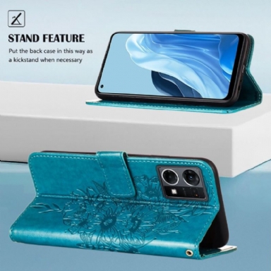 Fodral För Oppo Reno 7 Korthållare För Fjärilsblomma