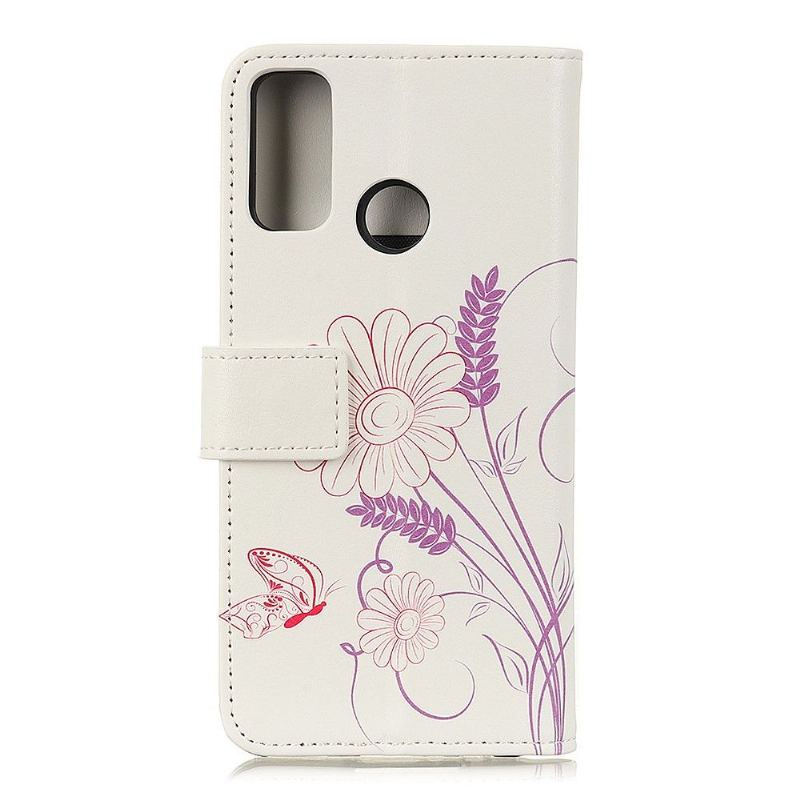 Folio-fodral För Honor 9X Lite Blommor Och Fjärilsillustration