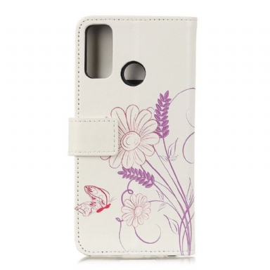 Folio-fodral För Honor 9X Lite Blommor Och Fjärilsillustration