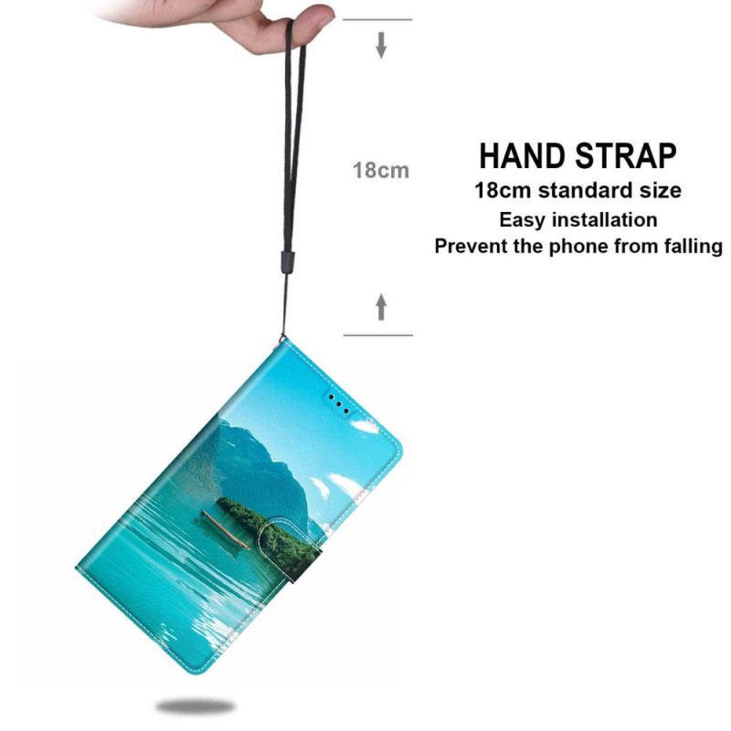 Läderfodral Samsung Galaxy S24 5g Telefonfodral Lanyard Båt