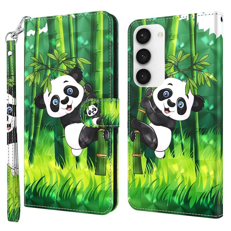 Läderskal Fodral Samsung Galaxy S24 5g Bambu Panda Med Rem