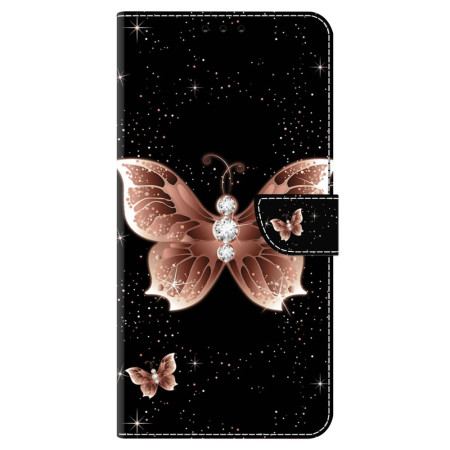 Läderskal Fodral Samsung Galaxy S24 5g Rosa Diamantfjäril