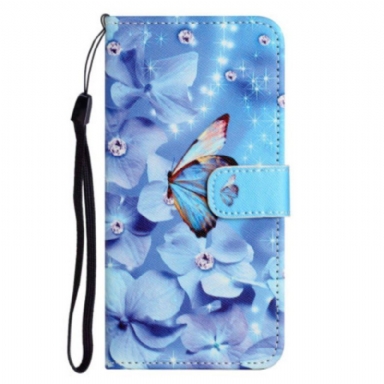 Fodral Samsung Galaxy S23 5G Med Kedjar Strappy Diamond Butterflies