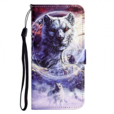 Folio-fodral Samsung Galaxy S23 5G Med Kedjar Lanyard Wolf