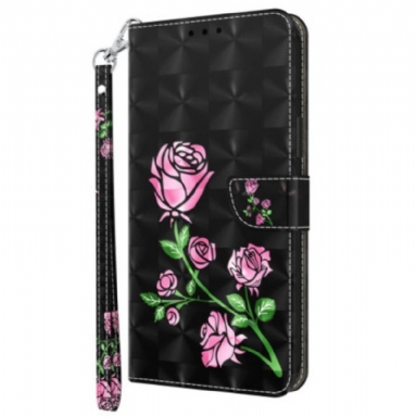 Folio-fodral Samsung Galaxy S23 5G Med Kedjar Strappy Graphic Rose