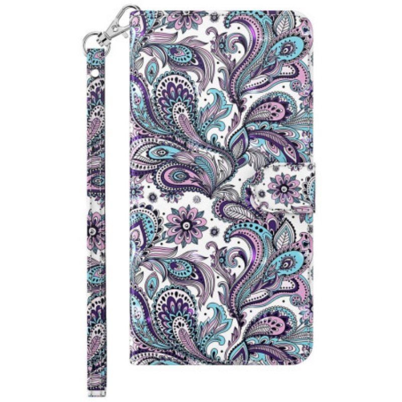 Folio-fodral Samsung Galaxy S23 Ultra 5G Med Kedjar Strappy Paisley Mönster