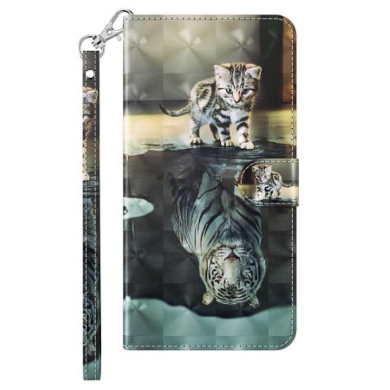 Folio-fodral iPhone 15 Pro Med Kedjar 3d Kitten Dream Med Rem