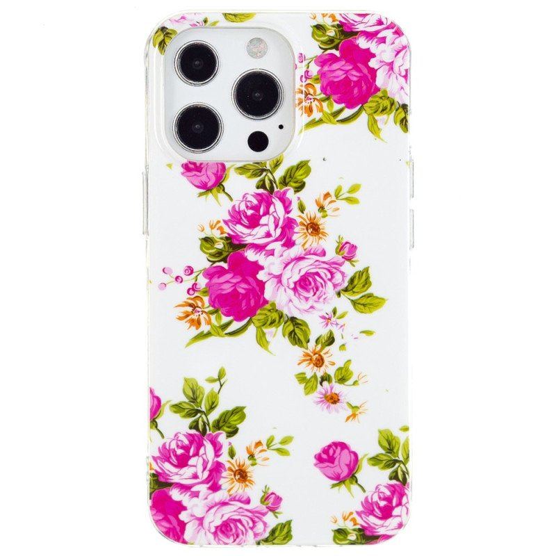 Skal iPhone 15 Pro Fluorescerande Blommor