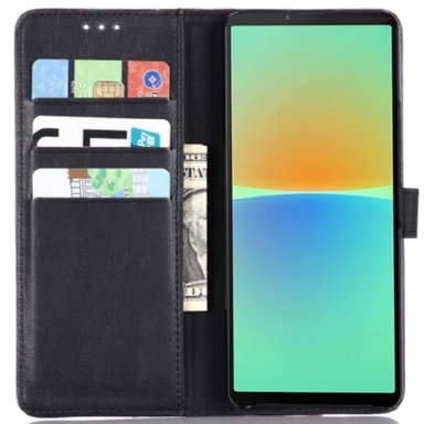 Fodral För Sony Xperia 10 IV Bedrijf Folio-fodral Retro Konstläderfolio