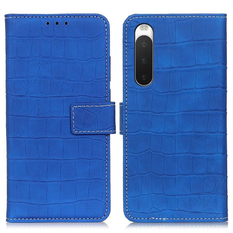 Fodral För Sony Xperia 10 IV Hemming Croco Look-sömmar