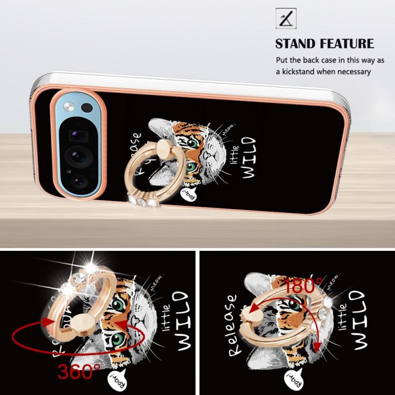 Skal Google Pixel 9 Pro Telefonfodral Cat / Tiger Support Ring