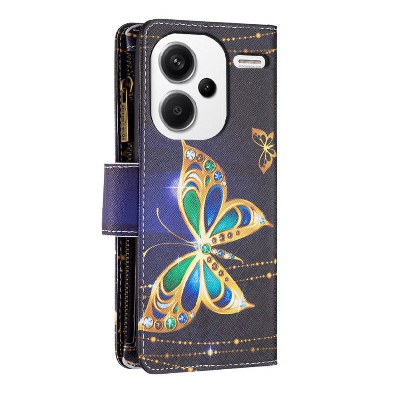 Fodral Xiaomi Redmi Note 13 Pro Plus 5g Rhinestone Butterflies Wallet