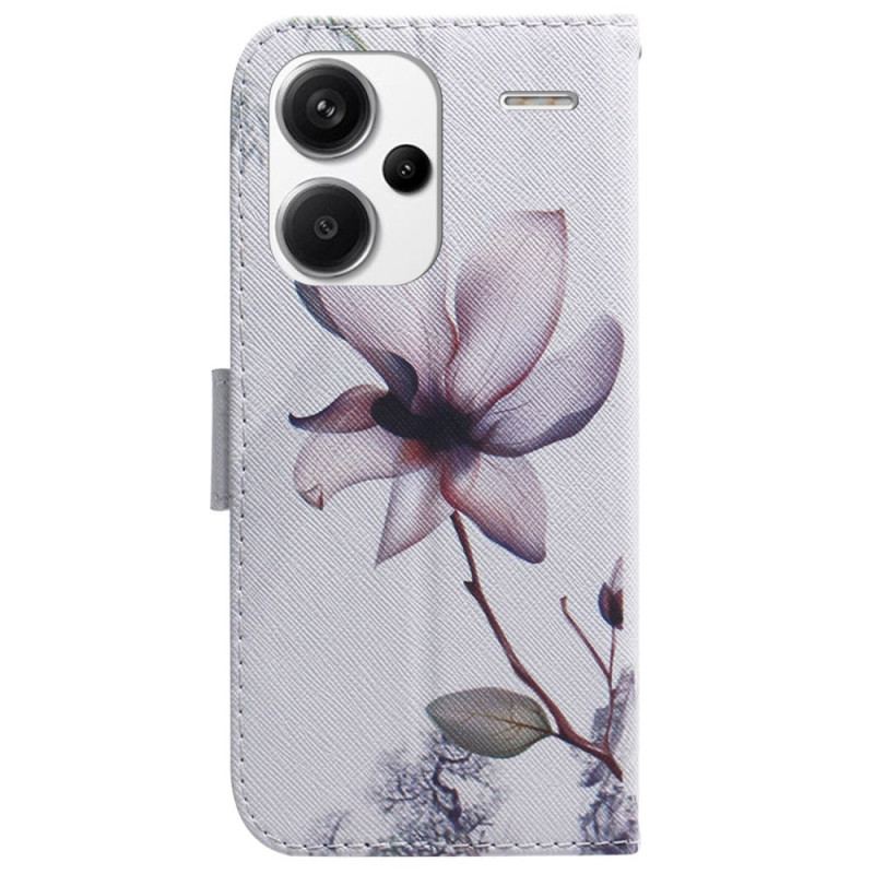 Läderfodral Xiaomi Redmi Note 13 Pro Plus 5g Telefonfodral Rosa Blomma