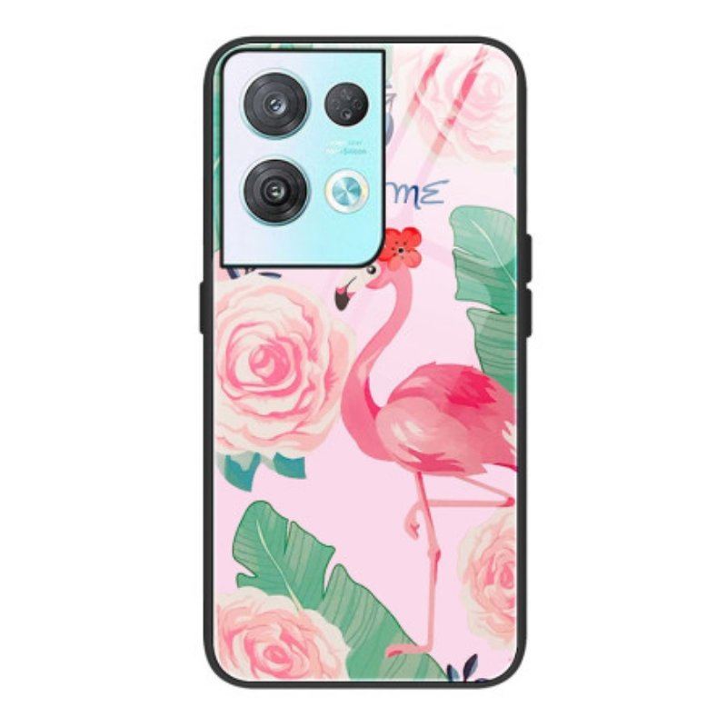 Skal Oppo Reno 8 Pro Flamingo Härdat Glas