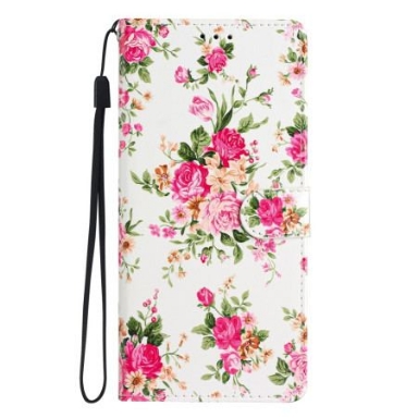 Fodral Oppo A98 5g Röda Blommor Med Rem