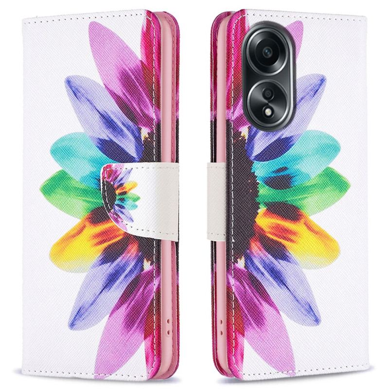 Läderfodral Oppo A98 5g Telefonfodral Akvarellblomma