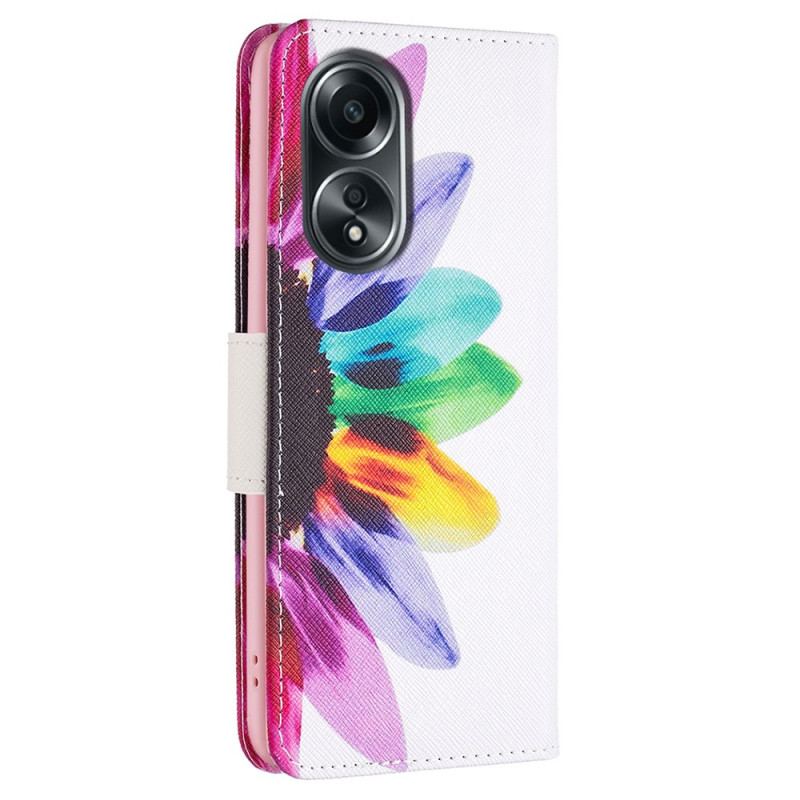 Läderfodral Oppo A98 5g Telefonfodral Akvarellblomma