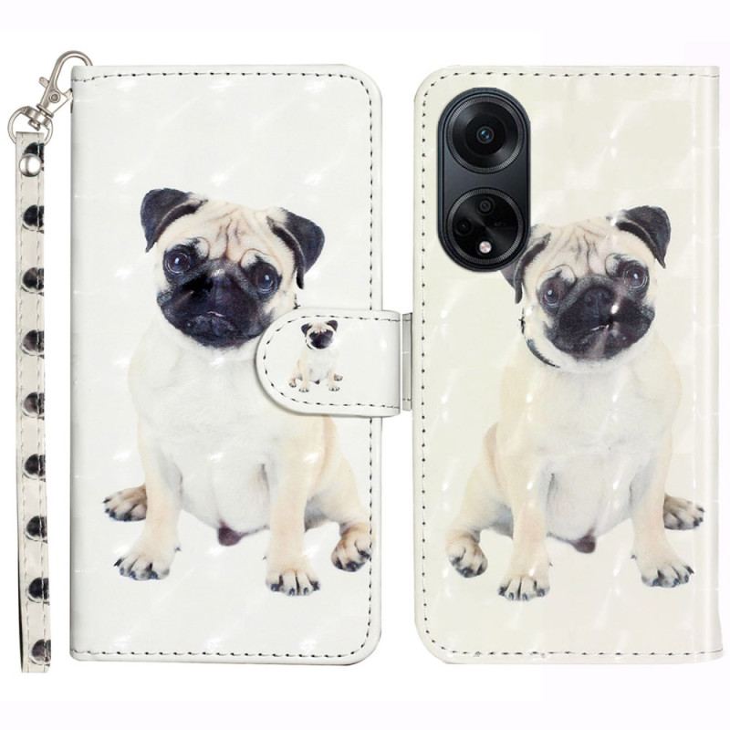 Läderfodral Oppo A98 5g Telefonfodral Lanyard Dog