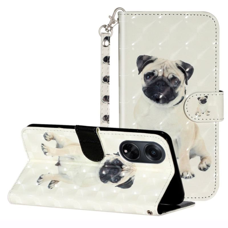 Läderfodral Oppo A98 5g Telefonfodral Lanyard Dog