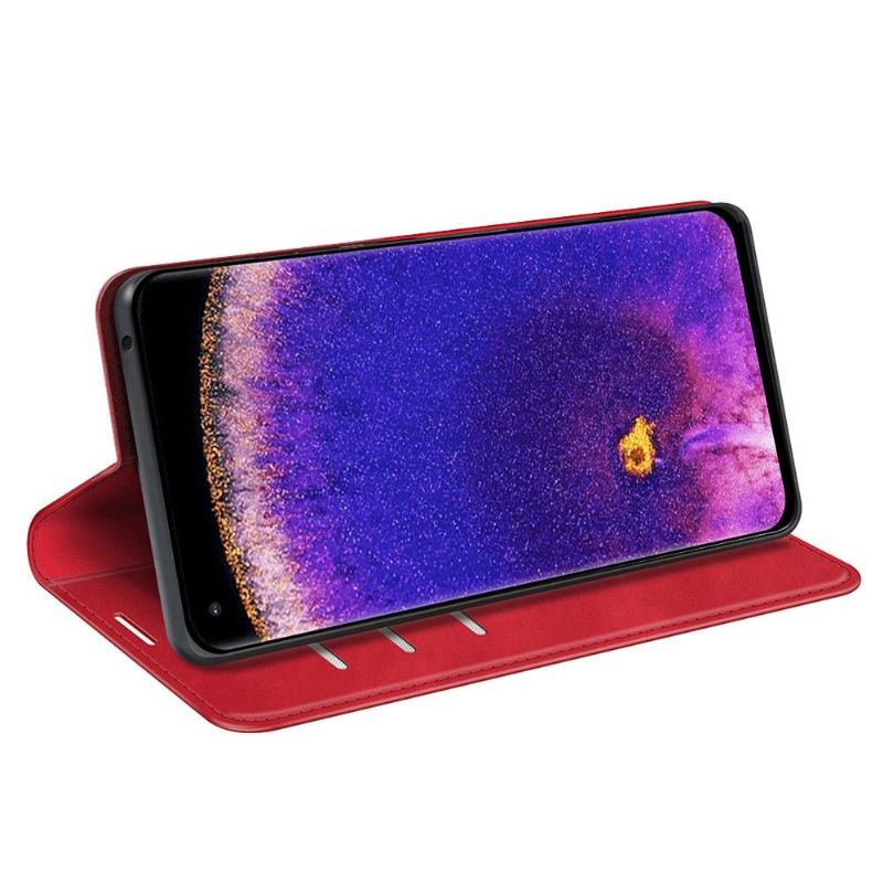 Fodral Case För Oppo Find X5 Pro Fallskydd Stativ I Konstläder