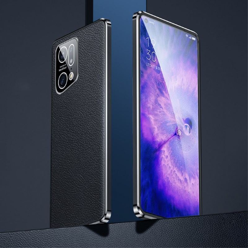 Skal För Oppo Find X5 Pro Kornigt Äkta Läder