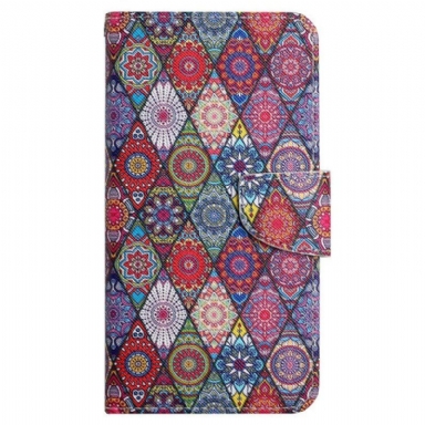 Fodral iPhone 15 Med Kedjar Ganska Patchwork Med Rem