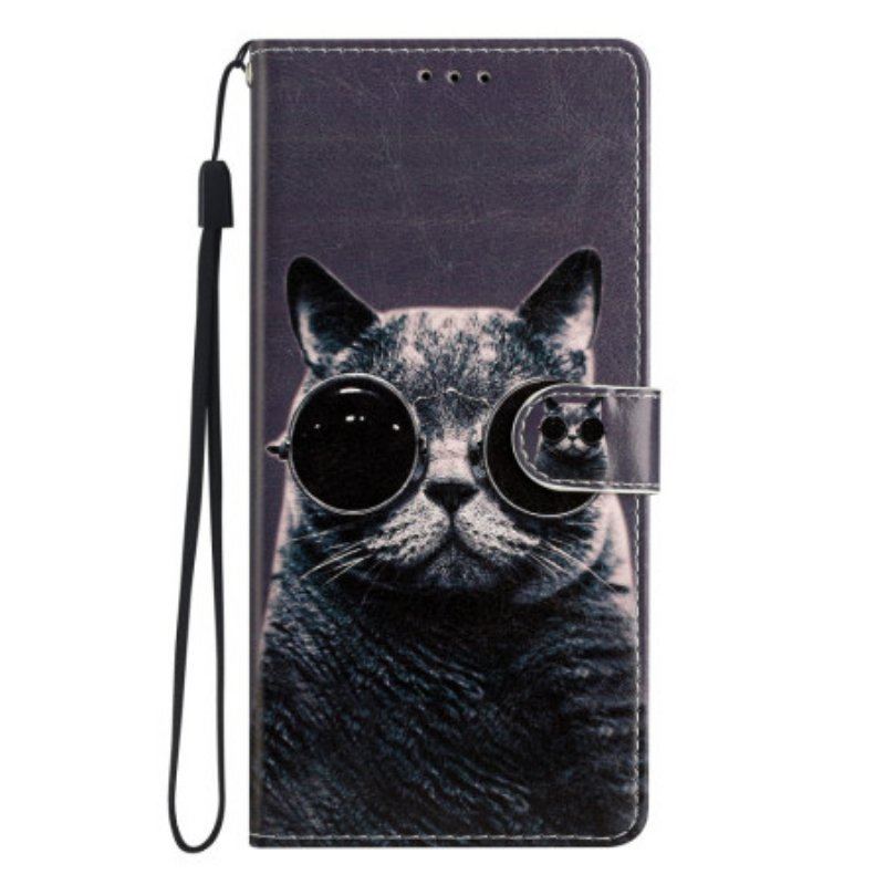 Folio-fodral Oppo Reno 8 Med Kedjar Cat Strappy Glasögon