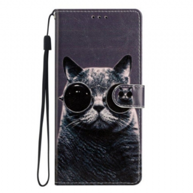 Folio-fodral Oppo Reno 8 Med Kedjar Cat Strappy Glasögon