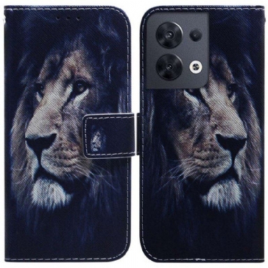 Folio-fodral Oppo Reno 8 Med Kedjar Lanyard Lion