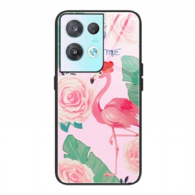 Skal Oppo Reno 8 Flamingo Härdat Glas