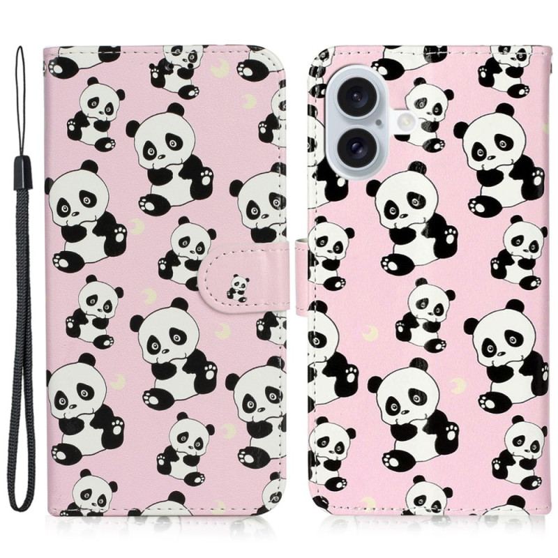 Fodral iPhone 16 Lanyard Pandas