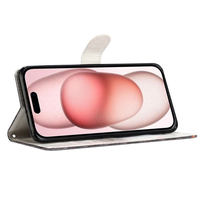 Fodral iPhone 16 Rosa Leopardtryck Med Rem