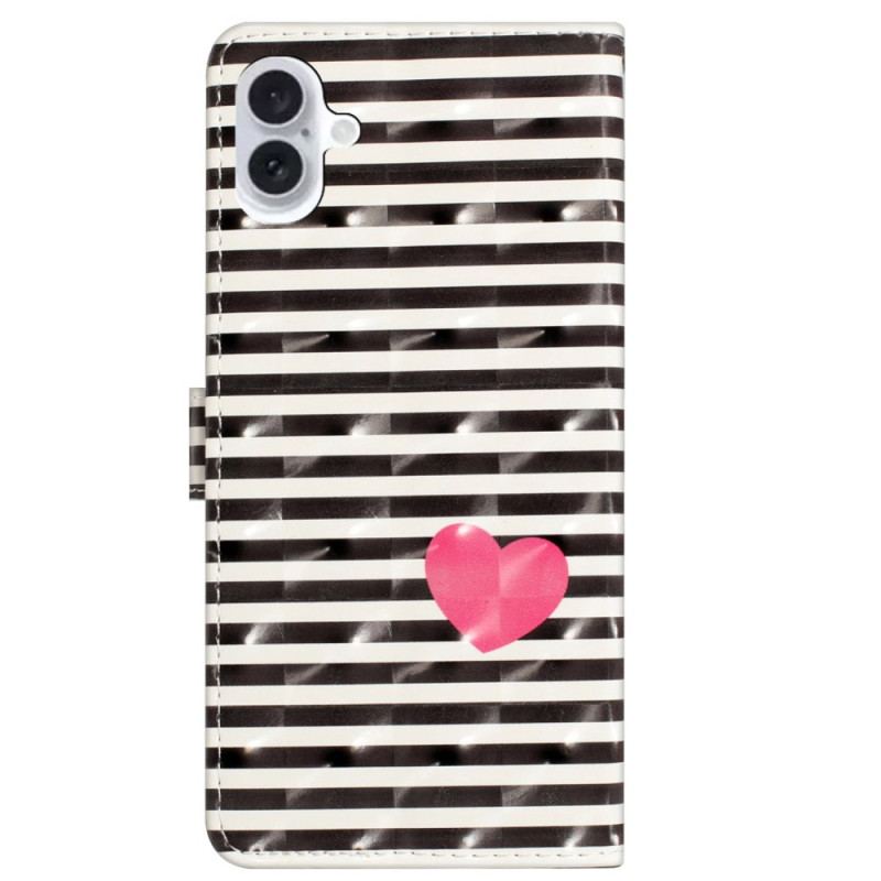 Fodral iPhone 16 Stripes And Hearts Strap