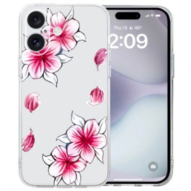 Skal iPhone 16 Telefonfodral Transparent Edge Cherry Blossom