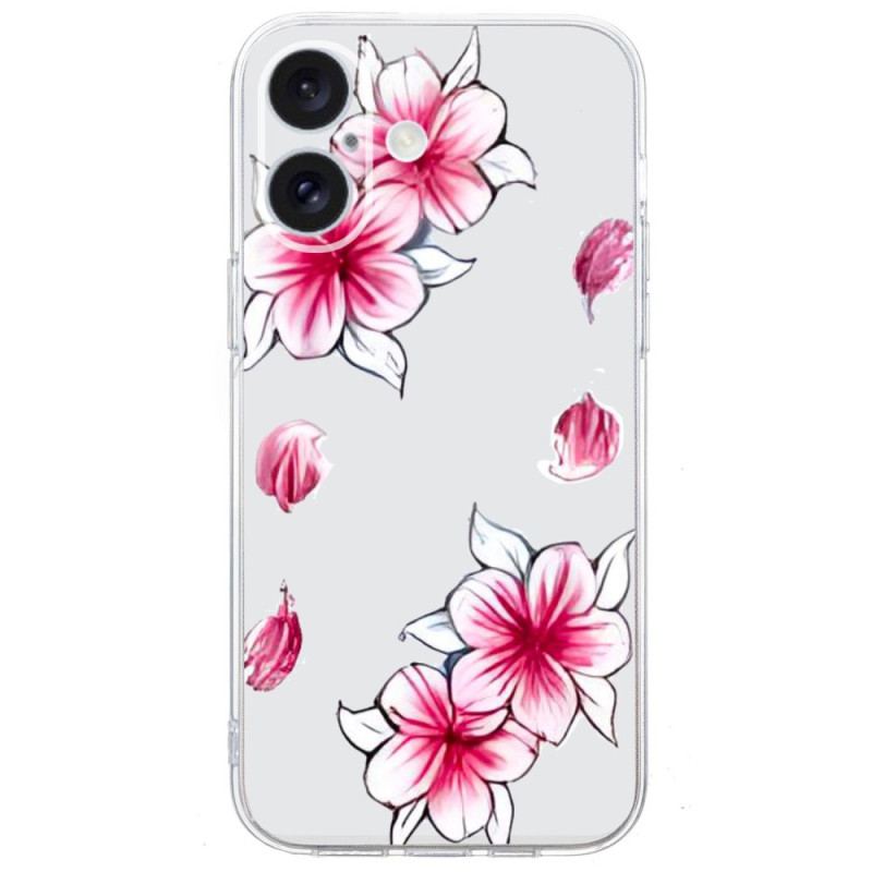 Skal iPhone 16 Telefonfodral Transparent Edge Cherry Blossom