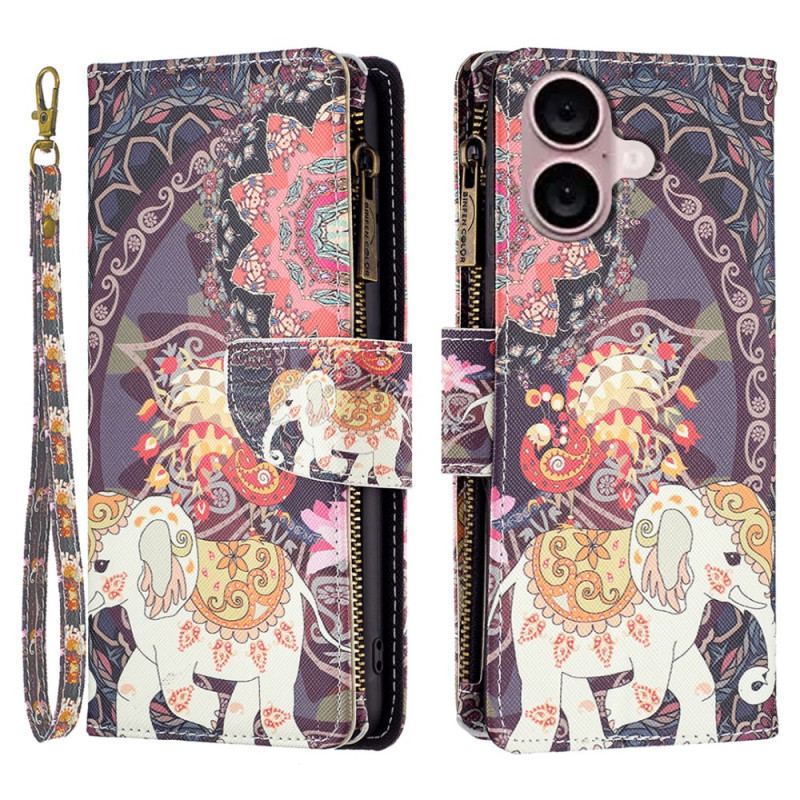 Skyddsfodral iPhone 16 Tribal Elephant Wallet