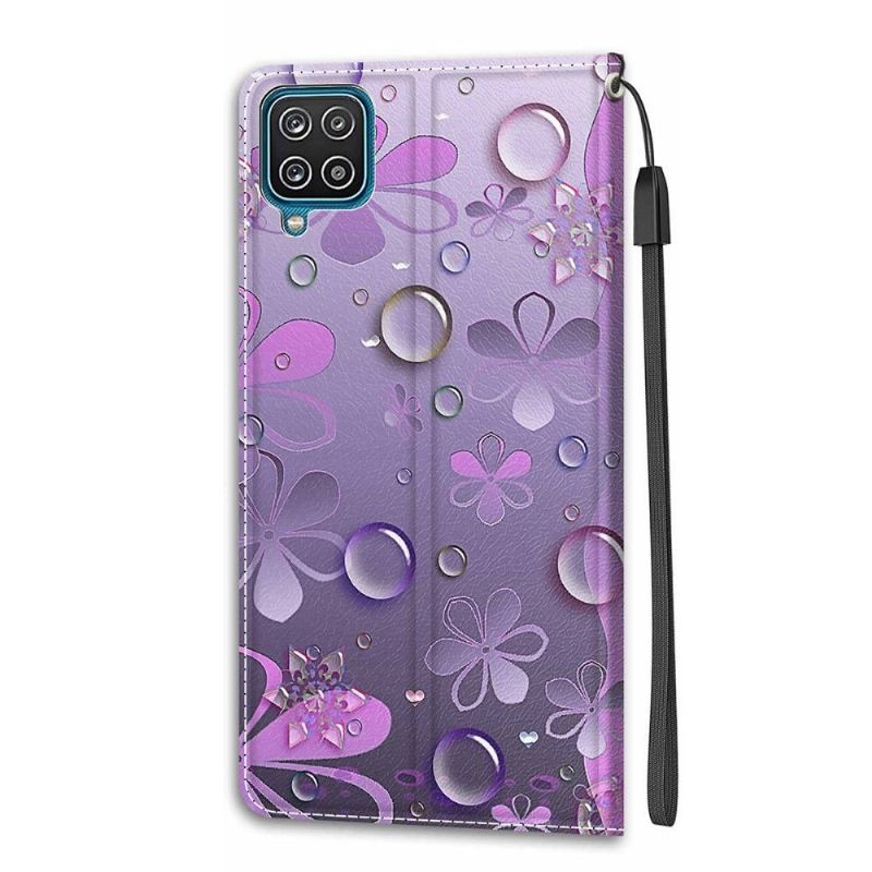 Fodral För Samsung Galaxy A12 Violett Blommor Illustration