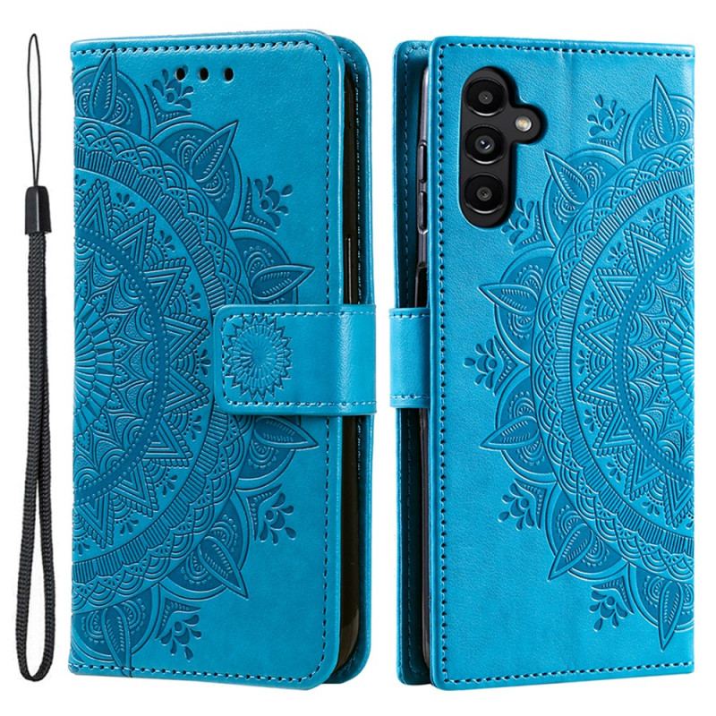 Läderfodral Samsung Galaxy A55 5g Telefonfodral Mandala Sol Med Rem