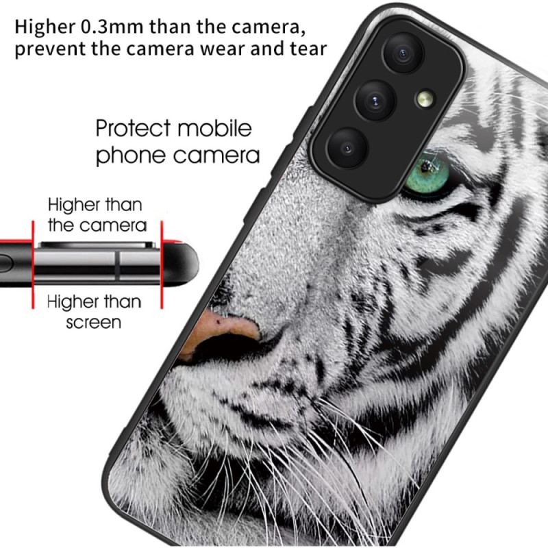 Skal För Samsung Galaxy A55 5g Vit Tiger Härdat Glas