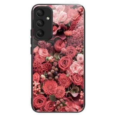 Skal Samsung Galaxy A55 5g Härdat Glas Röda Och Rosa Blommor