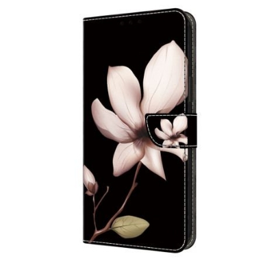 Fodral Xiaomi Redmi Note 13 5g Rosa Blomma På Svart Bakgrund