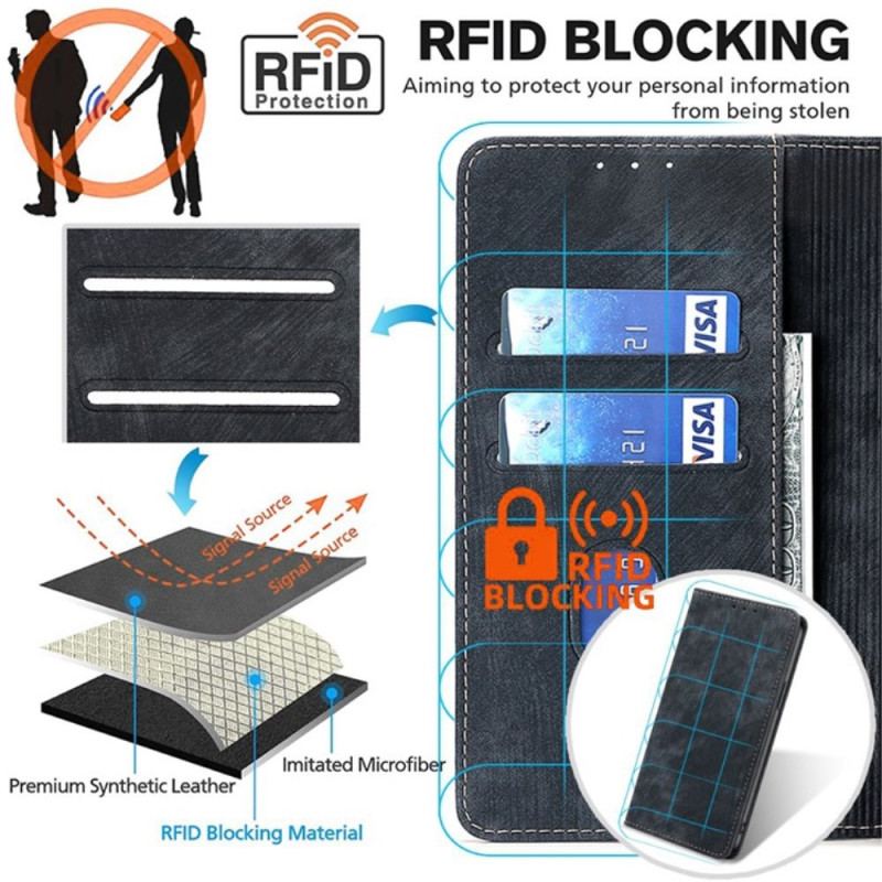 Folio-fodral Xiaomi Redmi Note 13 5g Telefonfodral Mockaeffekt Med Rfid-blockering